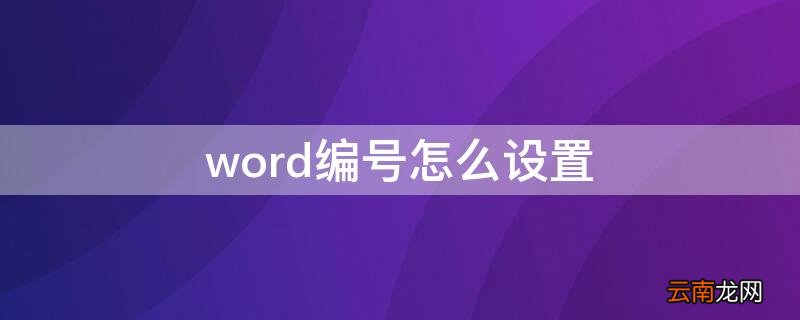 word编号怎么设置 Word编号怎么设置1-1