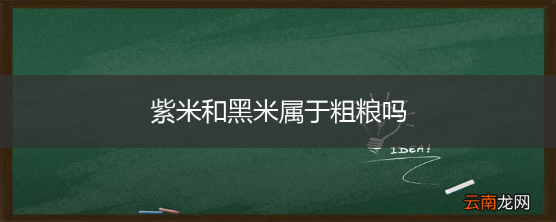 紫米和黑米属于粗粮吗
