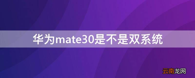 华为mate30e有双系统吗 华为mate30是不是双系统