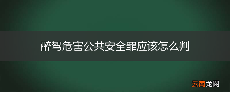 醉驾危害公共安全罪应该怎么判