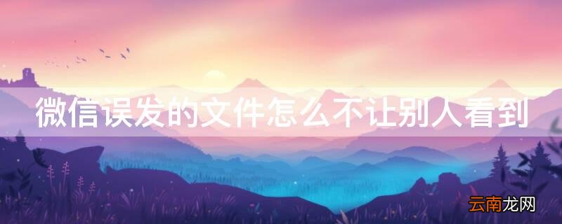 微信误发的文件怎么不让别人看到呢 微信误发的文件怎么不让别人看到
