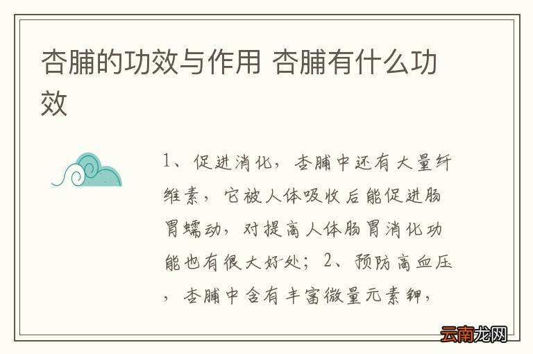 杏脯的功效与作用 杏脯有什么功效