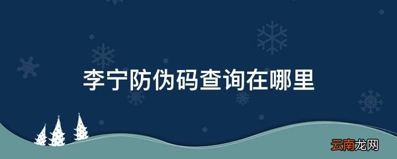 李宁防伪码查询在哪里