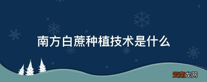 南方白蔗种植技术是什么