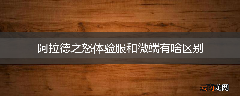 阿拉德之怒体验服和微端有啥区别