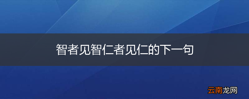 智者见智仁者见仁的下一句