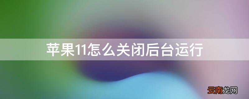 iPhone11怎么关闭后台运行
