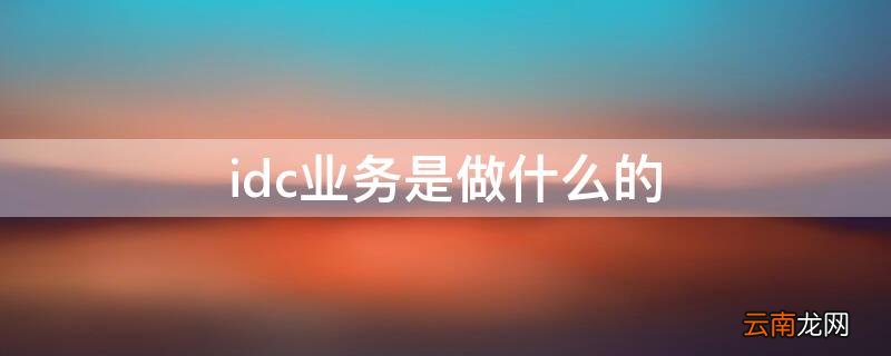idc业务是做什么的
