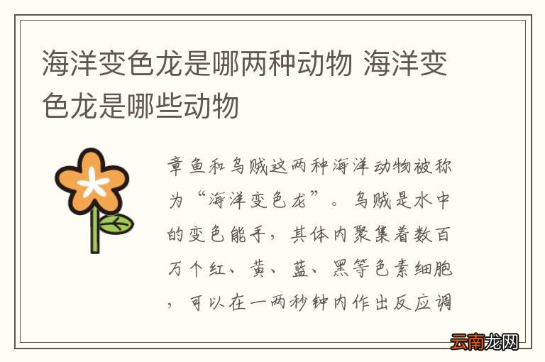 海洋变色龙是哪两种动物 海洋变色龙是哪些动物