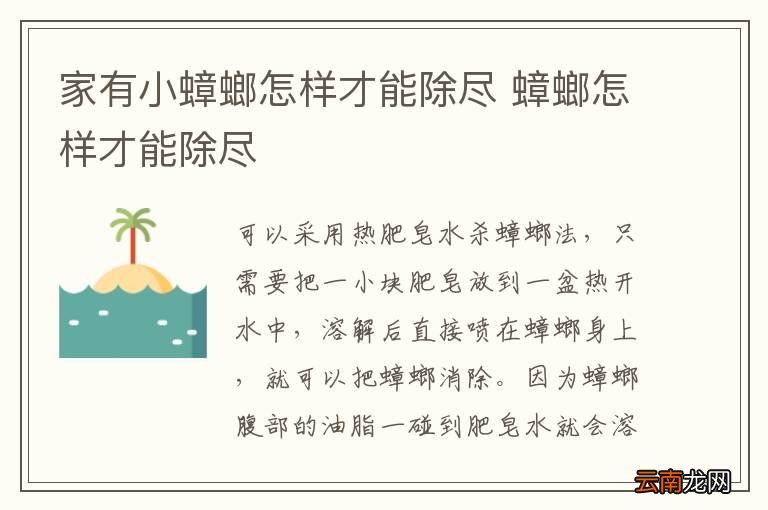 家有小蟑螂怎样才能除尽 蟑螂怎样才能除尽