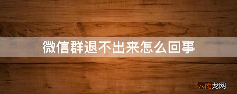 微信群退不出来怎么回事 为什么微信群退不出来怎么回事