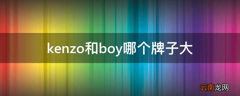 kenzo和boy哪个牌子大