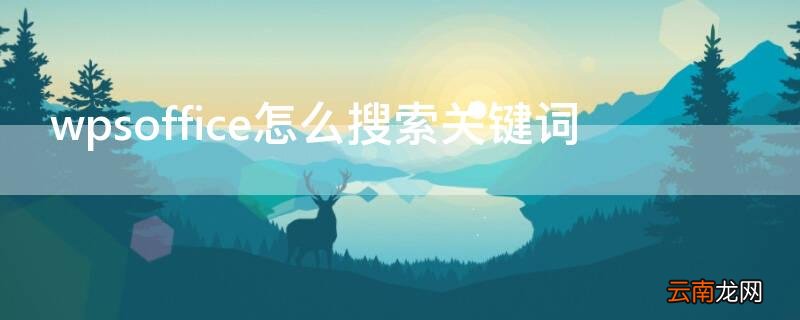 wps excel怎么搜索关键词 wpsoffice怎么搜索关键词