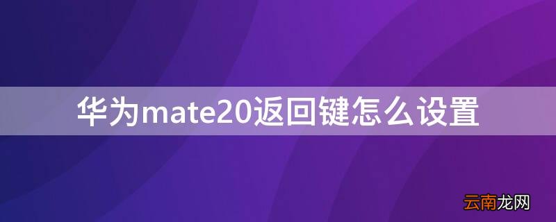 华为mate20返回键怎么设置 华为mate20怎么将返回键怎么设置出来
