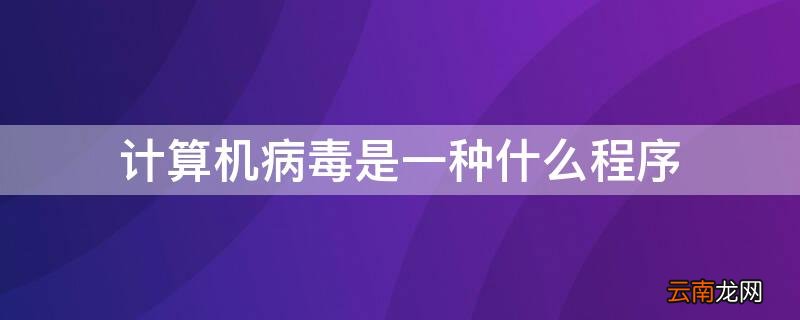 计算机病毒是一种什么程序 从本质上讲计算机病毒是一种什么程序