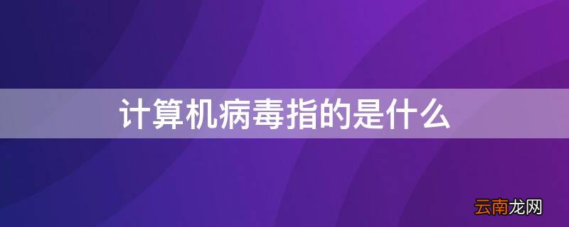 计算机病毒指的是什么具有什么能力 计算机病毒指的是什么