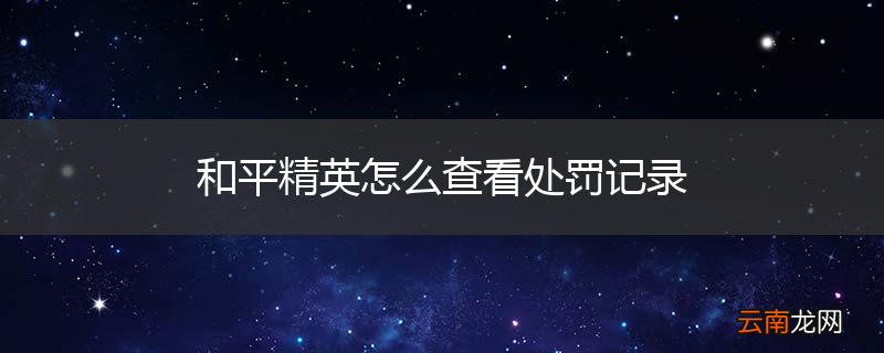 和平精英怎么查看处罚记录
