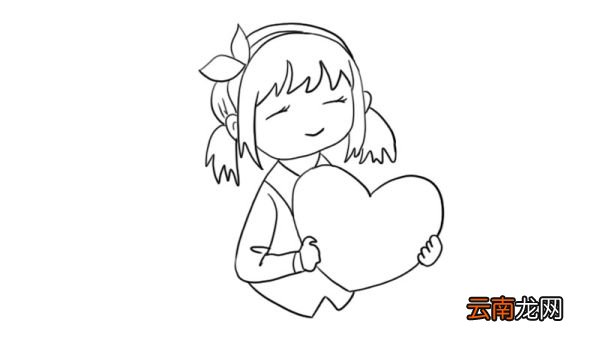 感恩节小女孩献爱心简笔画