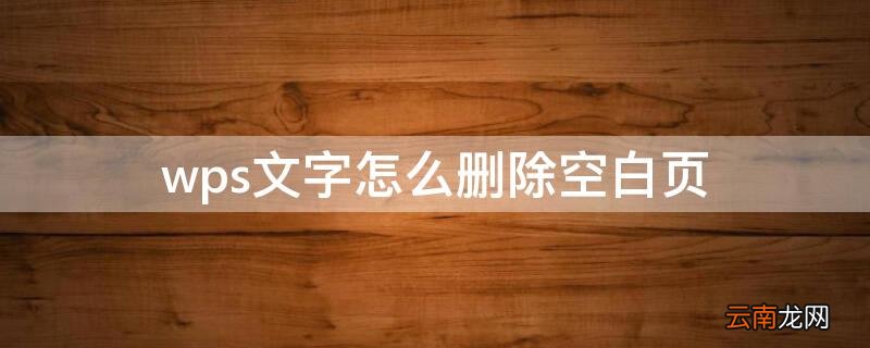 wps文字怎样删除空白页 wps文字怎么删除空白页