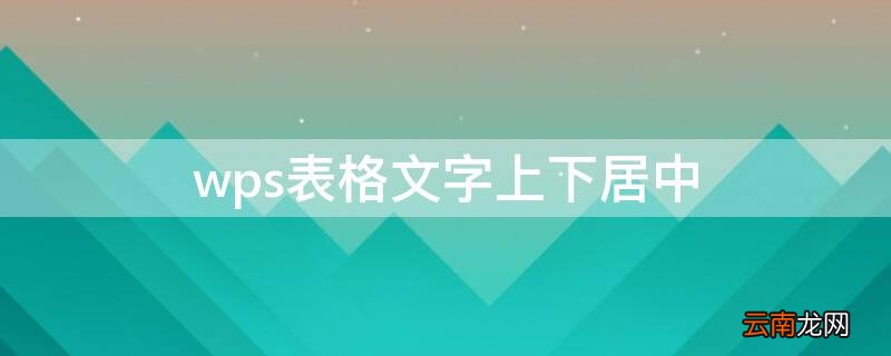 wps表格文字上下居中怎么弄 wps表格文字上下居中
