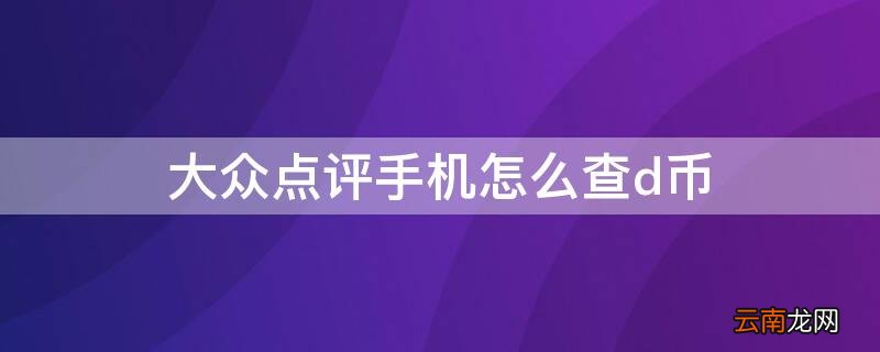 大众点评手机怎么查d币
