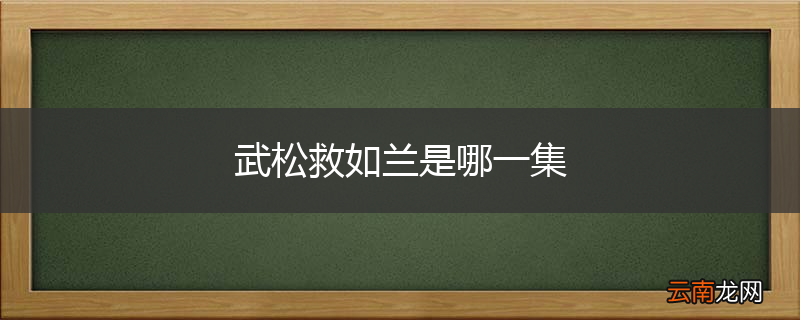 武松救如兰是哪一集