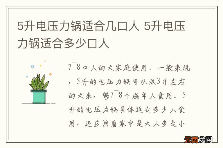 5升电压力锅适合几口人 5升电压力锅适合多少口人