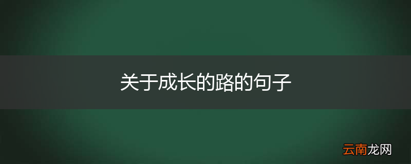 关于成长的路的句子