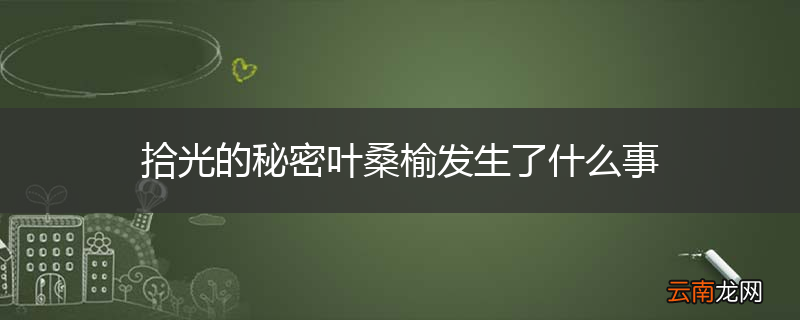 拾光的秘密叶桑榆发生了什么事