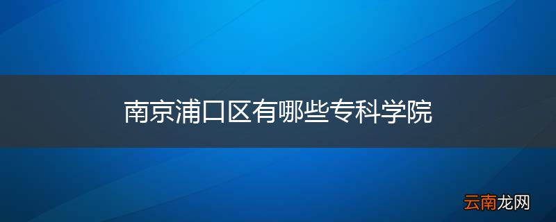 南京浦口区有哪些专科学院