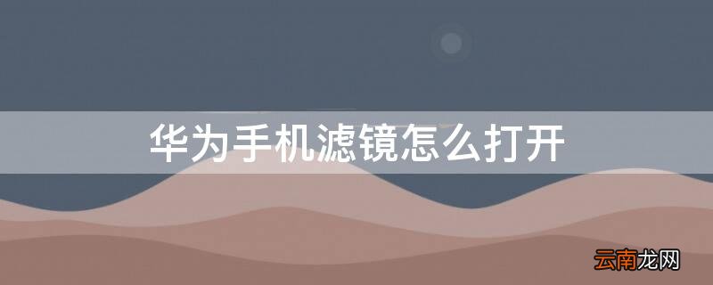 华为手机滤镜怎么打开图片 华为手机滤镜怎么打开