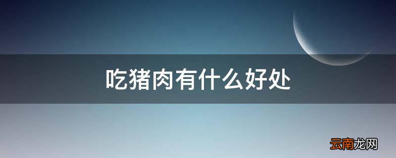 吃猪肉有什么好处