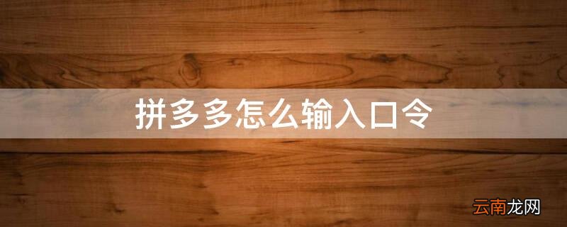 拼多多怎么输入口令 拼多多怎么输入口令码