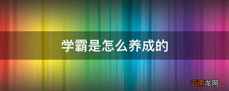 学霸是怎么养成的