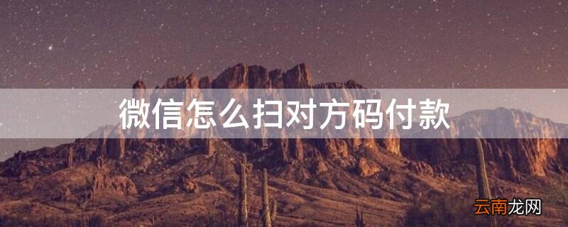 微信怎么扫对方码付款 微信怎么扫对方码付款的钱