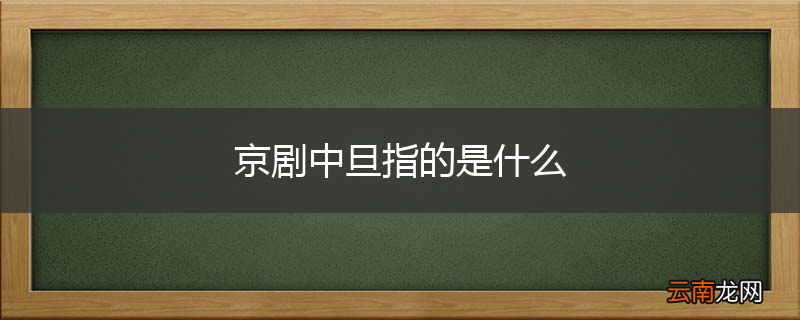 京剧中旦指的是什么