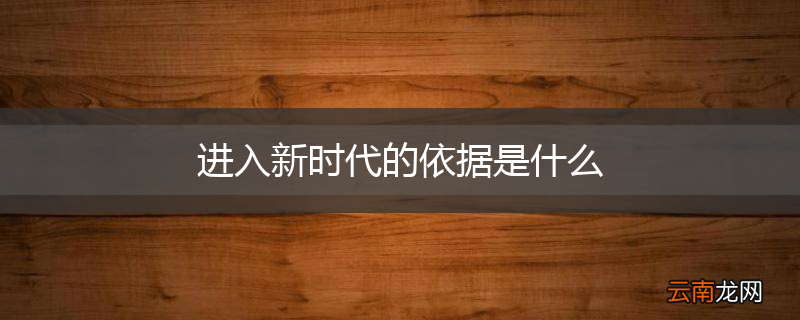 进入新时代的依据是什么