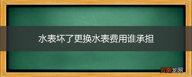 水表坏了更换水表费用谁承担