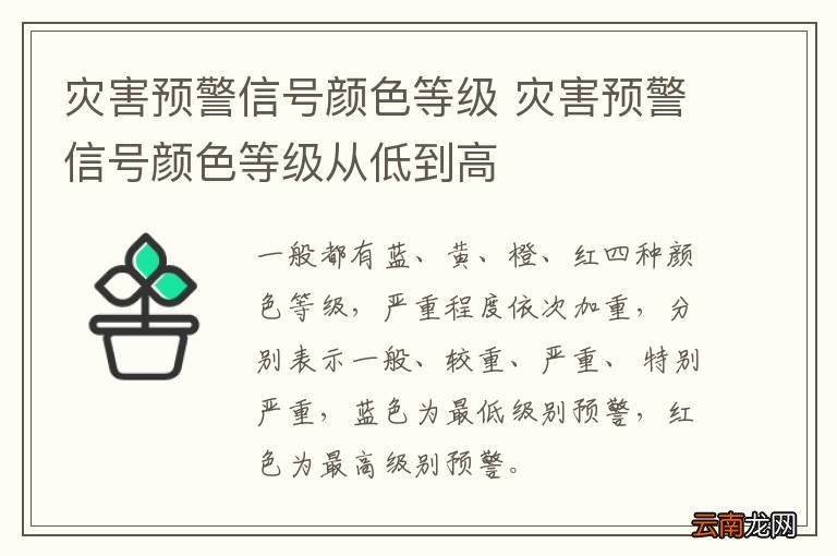 灾害预警信号颜色等级 灾害预警信号颜色等级从低到高