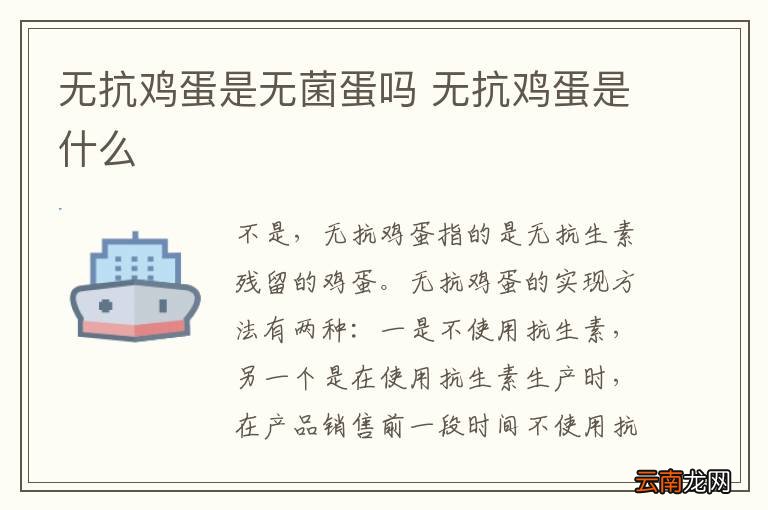 无抗鸡蛋是无菌蛋吗 无抗鸡蛋是什么
