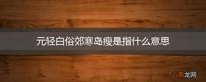 元轻白俗郊寒岛瘦是指什么意思
