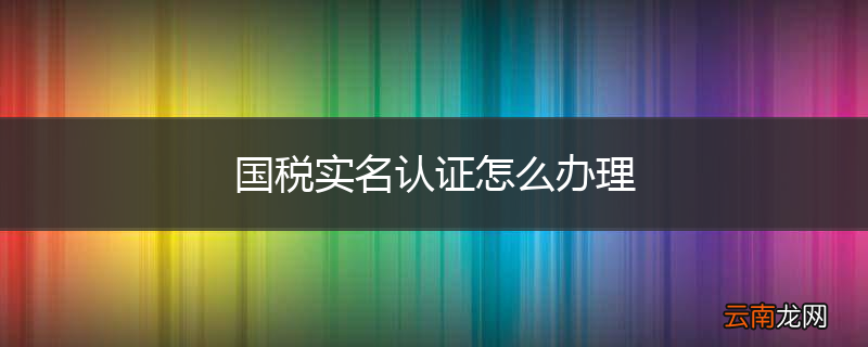 国税实名认证怎么办理