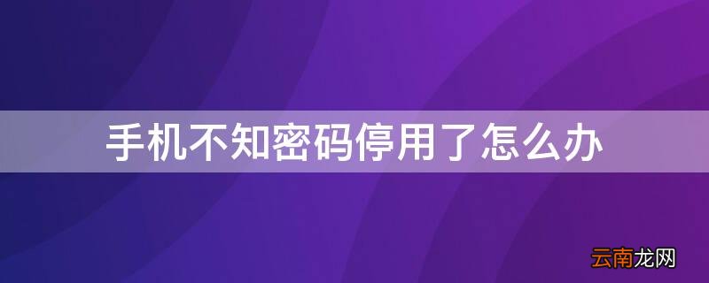 手机密码已停用怎么办 手机不知密码停用了怎么办