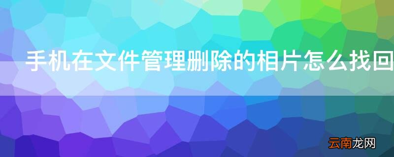 手机在文件管理删除的相片怎么找回 手机在文件管理删除的相片怎么找回来