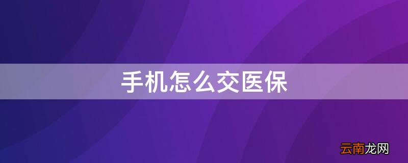 小孩医保手机怎么交医保 手机怎么交医保