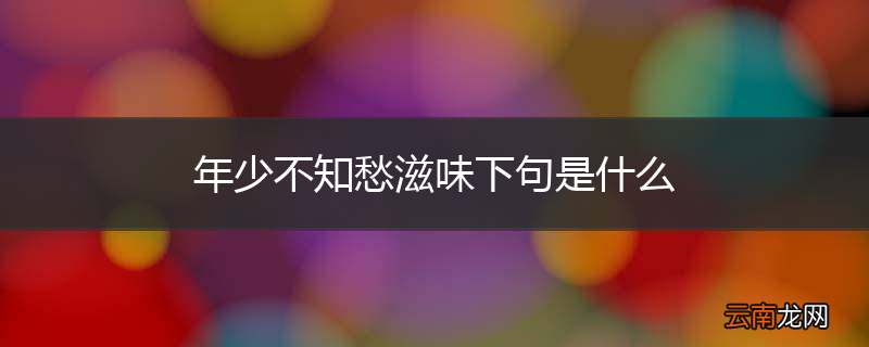 年少不知愁滋味下句是什么