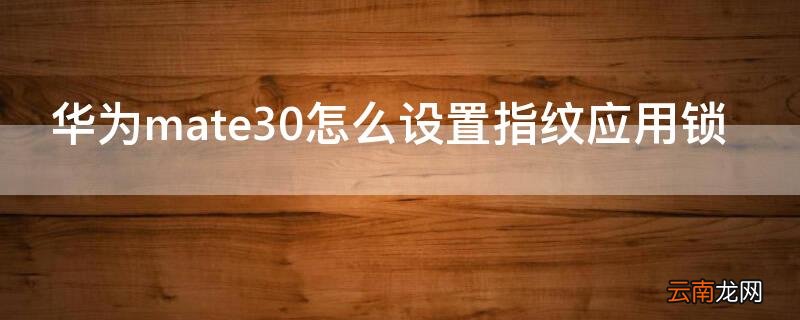 华为mate30怎么设置指纹应用锁 华为mate30pro应用锁怎么设置指纹