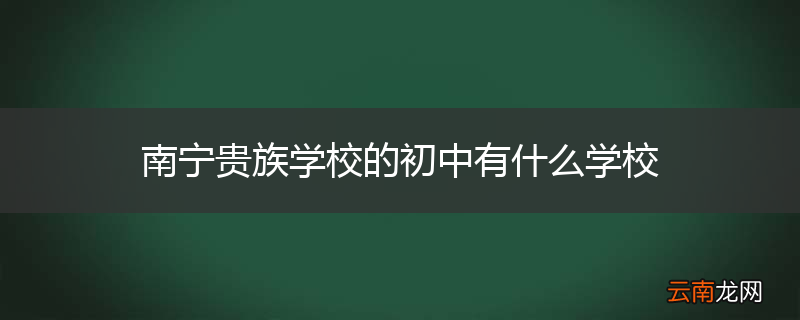 南宁贵族学校的初中有什么学校