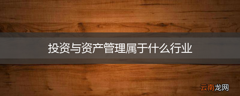 投资与资产管理属于什么行业