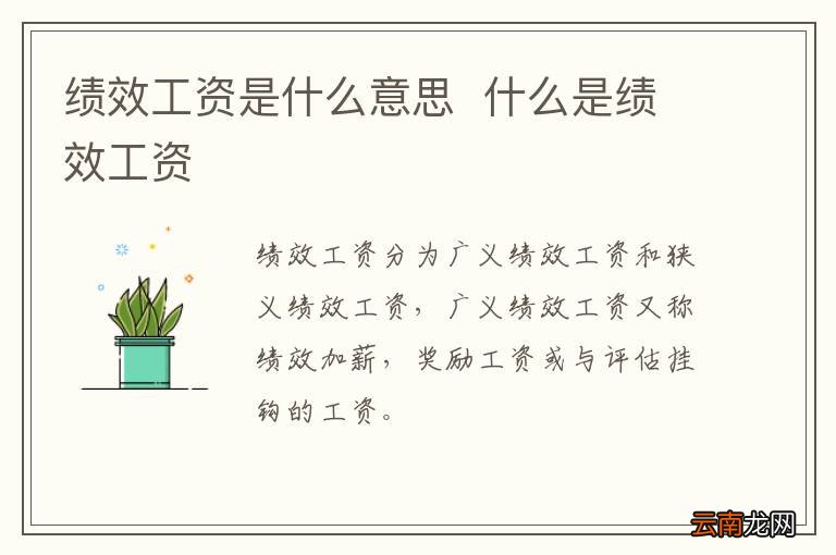 绩效工资是什么意思什么是绩效工资